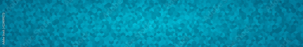 Abstract horizontal banner or background of small isometric cubes in light blue colors. Abstract horizontal banner or background of small isometric cubes in light blue colors.
