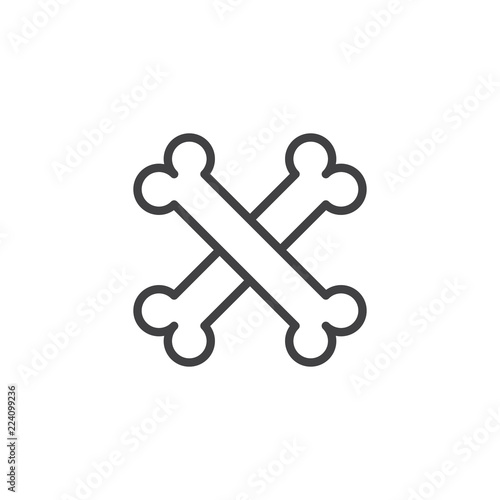 Crossed bones outline icon. linear style sign for mobile concept and web design. Death line vector icon. Symbol, logo illustration. Pixel perfect vector graphics