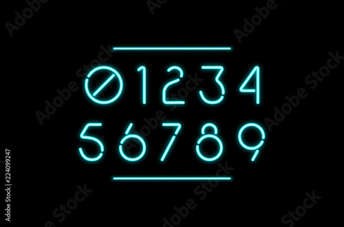 Decorative numbers  with neon effect