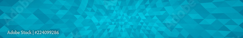Abstract horizontal banner or background of small triangles in light blue colors.