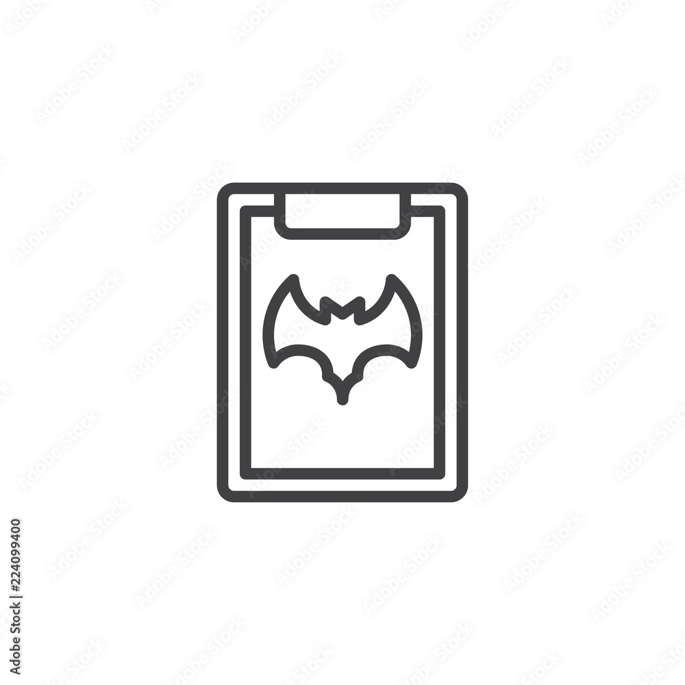 Note paper with halloween bat outline icon. linear style sign for mobile concept and web design. simple line vector icon. Symbol, logo illustration. Pixel perfect vector graphics Note paper with halloween bat outline icon. linear style sign for mobile concept and web design. simple line vector icon. Symbol, logo illustration. Pixel perfect vector graphics