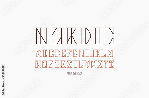 Geometric serif font in timbered house style