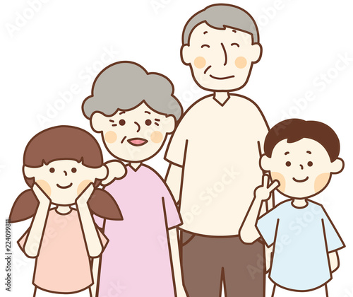  男の子女の子とおじいさんおばあさん
