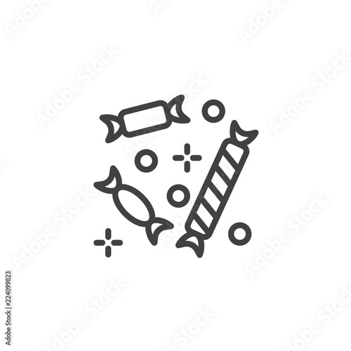 Sweets and candies outline icon. linear style sign for mobile concept and web design. Caramel candies line vector icon. Symbol, logo illustration. Pixel perfect vector graphics