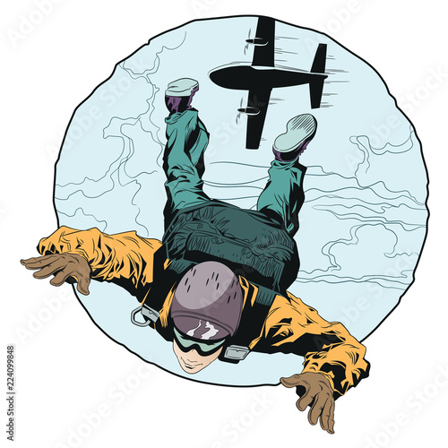 Paratrooper in skydiving.
