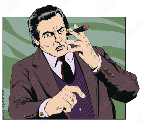 Confident cool man with cigar.