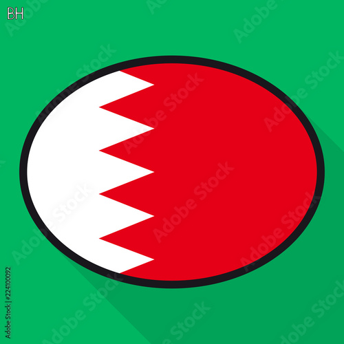 Bahrain flag speech bubble, social media communication sign, flat business oval icon.