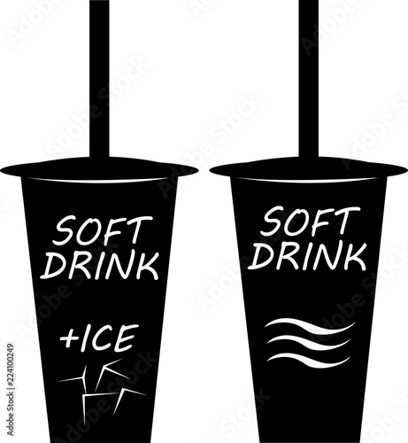 soft drink. glasses with drink and ice. vector logo