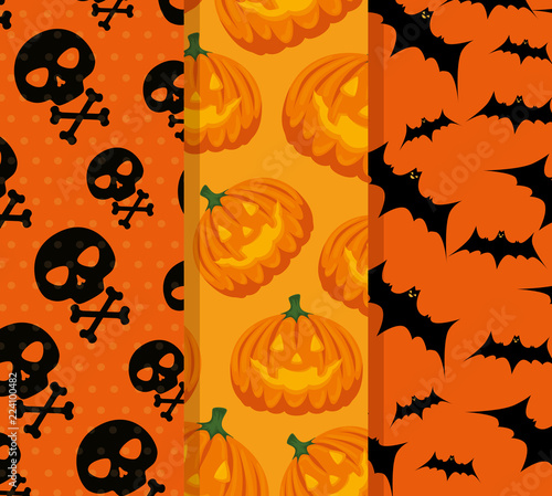 happy halloween celebration set patterns