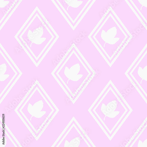 seamless geometric abstract pattern with floral motive rhombus and leave