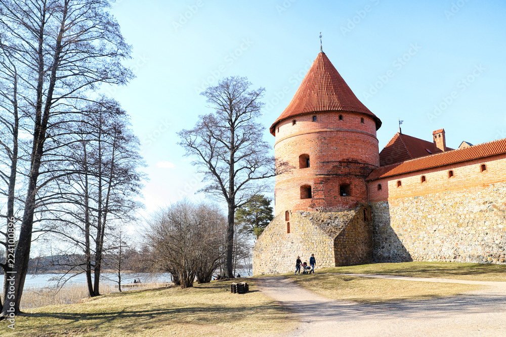 Island castle in Trakai. One of the most popular touristic destinations in Lithuania in early spring