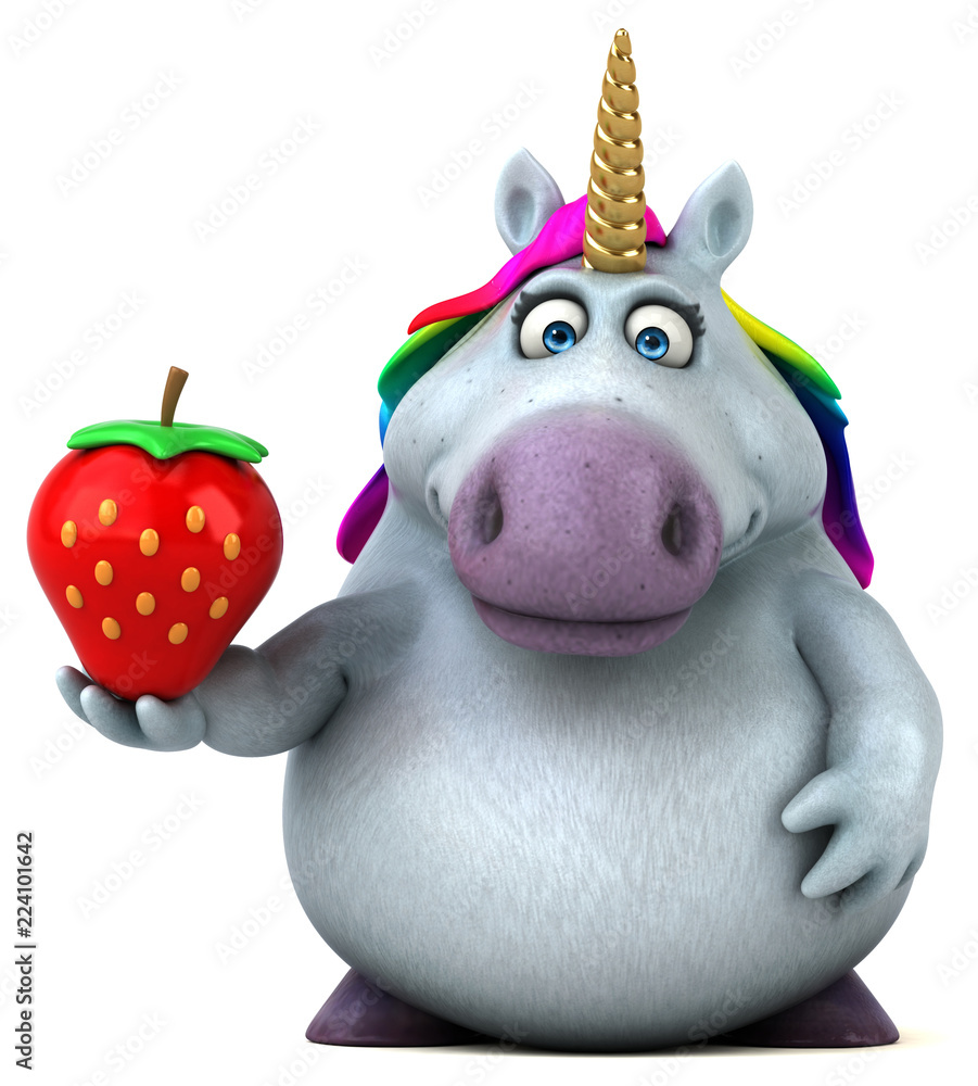 Naklejka premium Fun unicorn - 3D Illustration