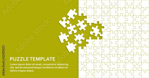 Jigsaw puzzle background with white pieces. Abstract mosaic template. Vector illustration.
