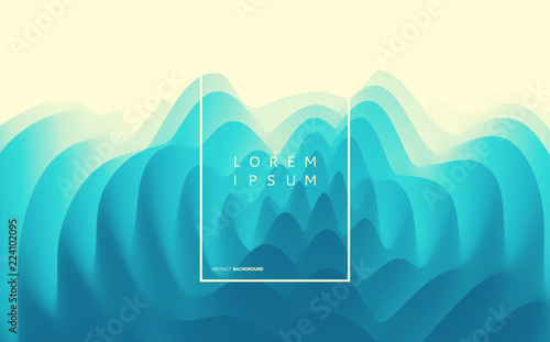 3D wavy background with ripple effect. Abstract vector illustration. Design template. Modern pattern.