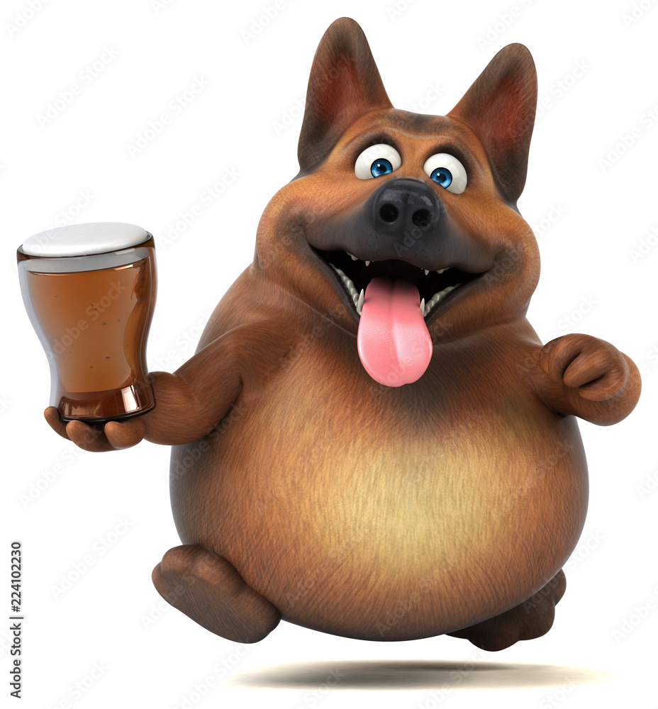 Naklejka premium Fun german shepherd dog - 3D Illustration