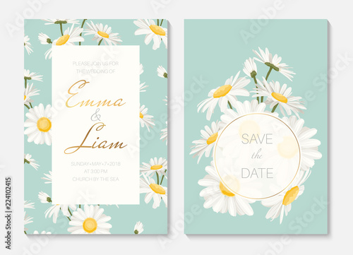 Fotografia Wedding invitation card portrait template set