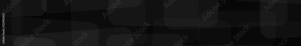 Abstract banner of translucent rectangles with rounded corners in black colors