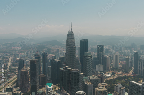 Photography Kuala Lumpur skyline from Kuala Lumpur Tower with Petronas Twin Towers visible