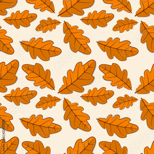 Seamless pattern with autumn oak leaves. 