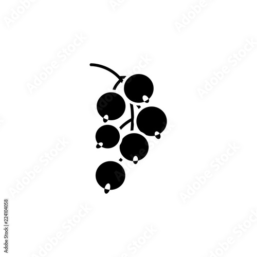 Black & white vector illustration of red or black current. Flat icon of fresh berries. Vegan & vegetarian food. Health eating ingredient. Isolated object