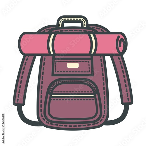 Rucksack backpack designed for traveling people isolated vector