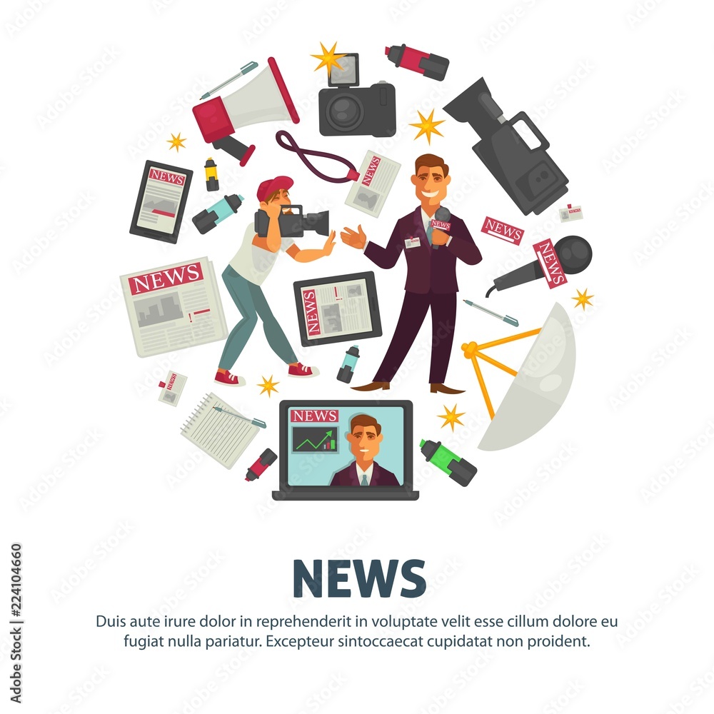 News people working in mass media field vector News people working in mass media field vector