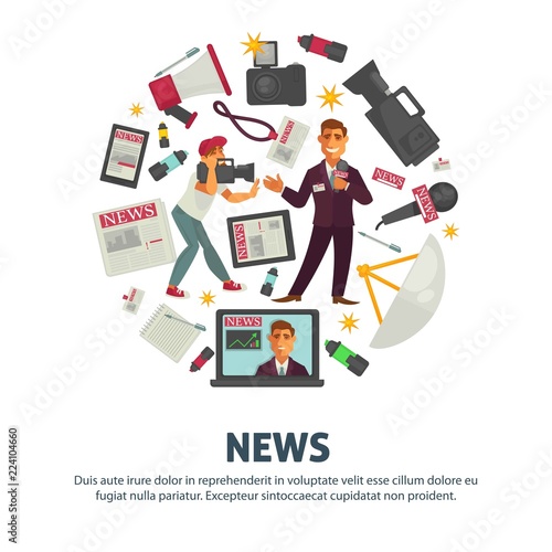 News people working in mass media field vector