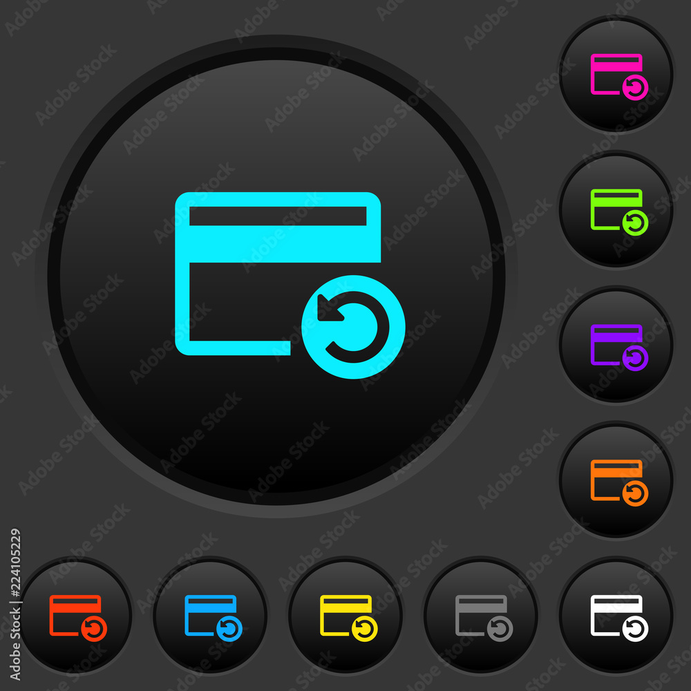 Undo credit card last operation dark push buttons with color icons Undo credit card last operation dark push buttons with color icons