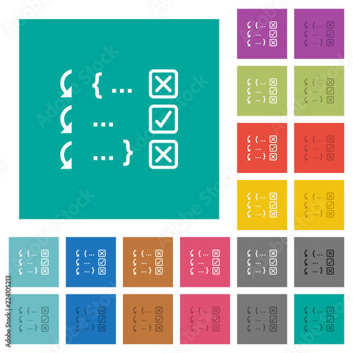 Debugging program square flat multi colored icons