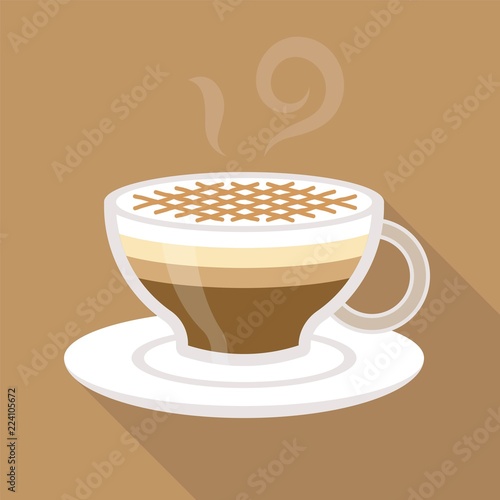 Cup of coffee caramel macchiato, flat design