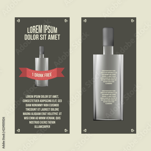 Vintage alcohol flyer with the glass bottle