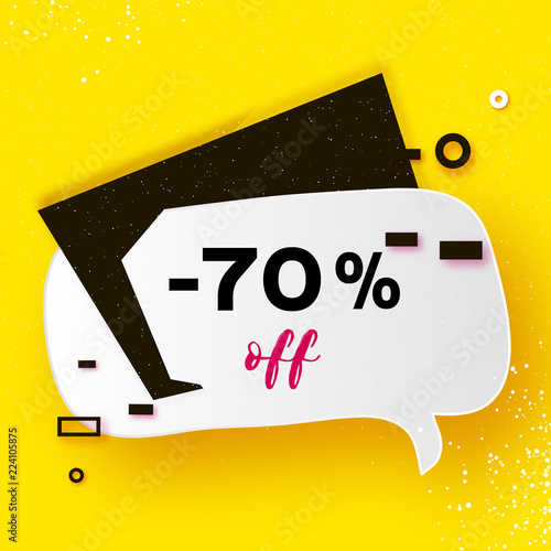 Sale tag, Special offer banner template. Trendy Geometric quote elemets Frame for text in paper cut style. For brochure, flyer or presentations design. Simple geometry. Yellow.