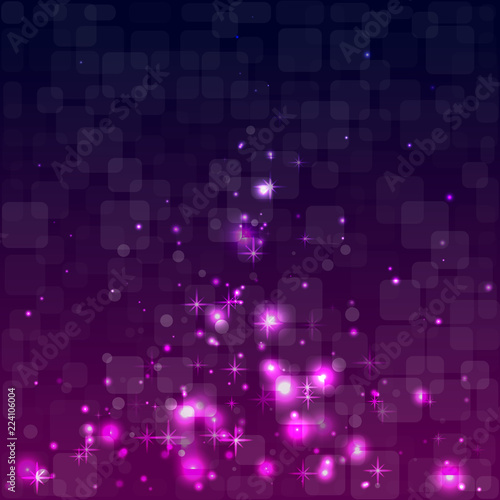 Abstract purple background. Bright flashes in the dark. The design of the party. Vector illustration.