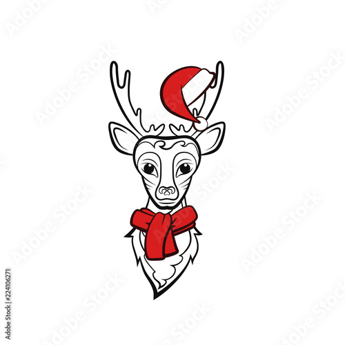 Head of a reindeer. Vector illustration. Christmas animals