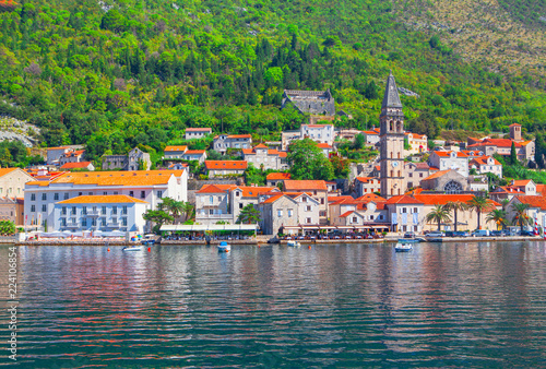 view of Perast an old town on the Bay of Kotor in Montenegro