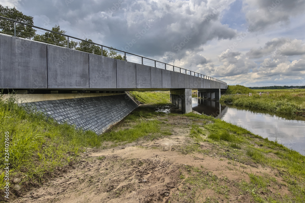Highway River bridge with wildlife underpass