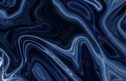 Colorful marble surface. Dark blue marble pattern of the blend of curves. Abstract pattern.