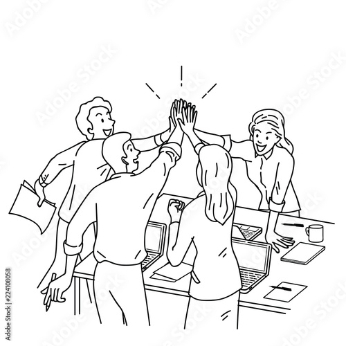 Business people giving high five