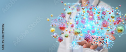 Fotografie Doctor using digital nanobot virus 3D rendering