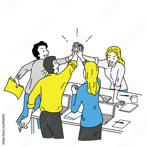 Business people giving high five