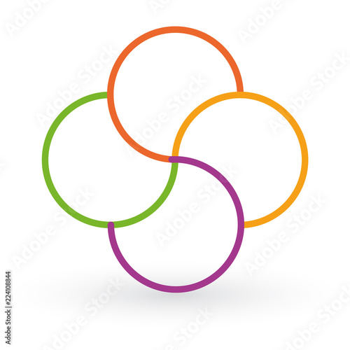 Vector circle arrows infographic, cycle diagram, data graph, presentation chart. Business startup concept with 4 options, parts, steps, processes. Template with round swirl color flower.