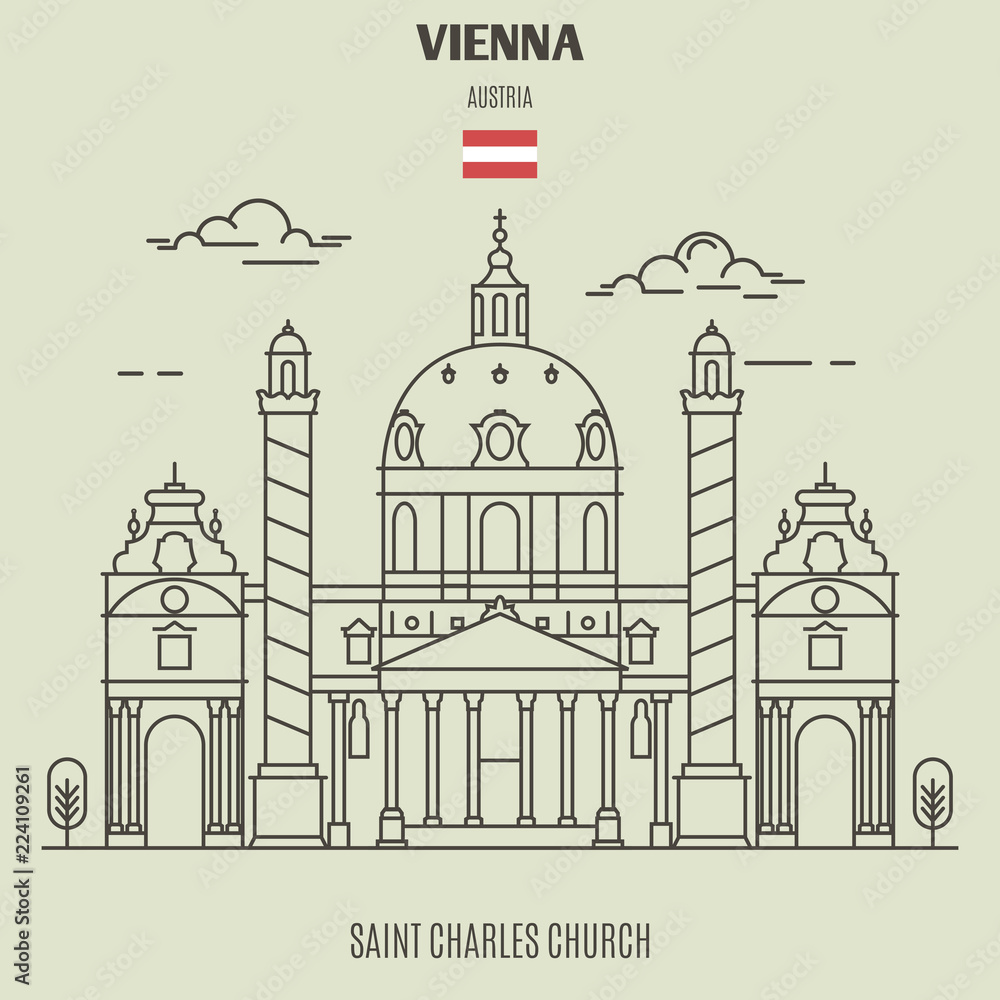Saint Charles Church in Vienna, Austria. Landmark icon