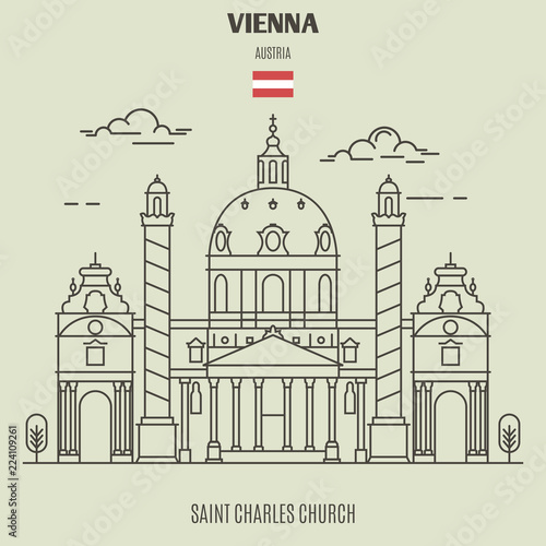 Saint Charles Church in Vienna, Austria. Landmark icon