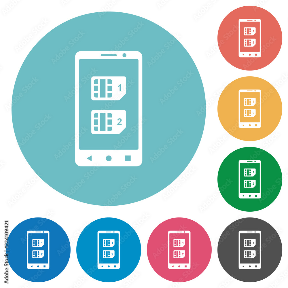 Dual SIM mobile flat round icons Dual SIM mobile flat round icons