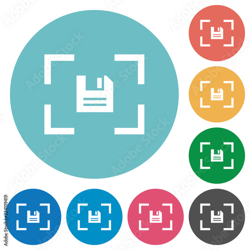 Camera save image flat round icons