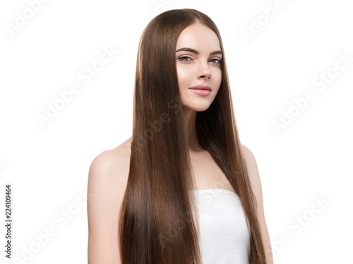Beautiful long hair smooth woman with perfect hairstyle young model