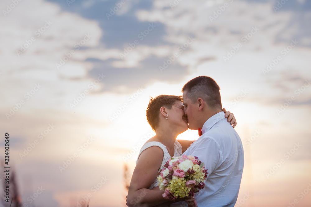 Nature romantic couple in the summer outdoors Nature romantic couple in the summer outdoors