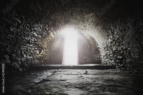 Light at the end of the tunnel, symbol of a hope photo