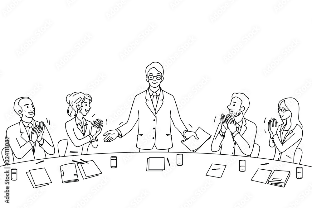 Businessman get applauding in conference linear Businessman get applauding in conference linear