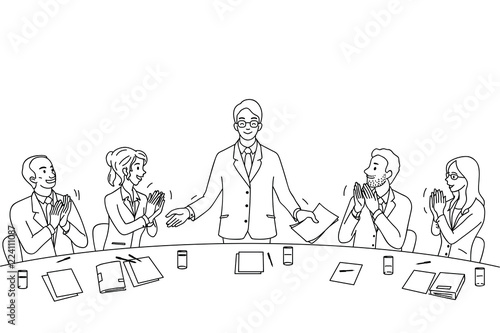 Businessman get applauding in conference linear